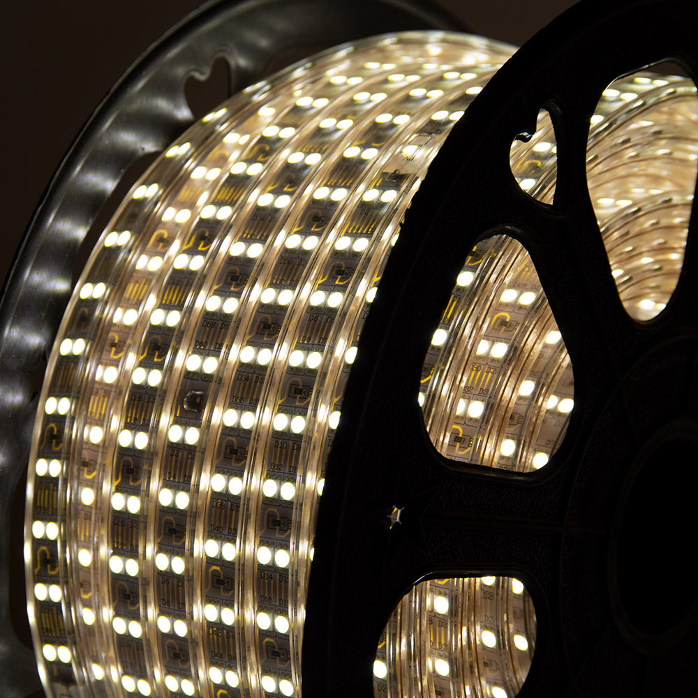 Tira Led de 120 LEDs/M 500W 1.000Lm 6000ºK SMD5050 220VAC IP65 x50M 40.000H [HO-220-120-50M-CW]
