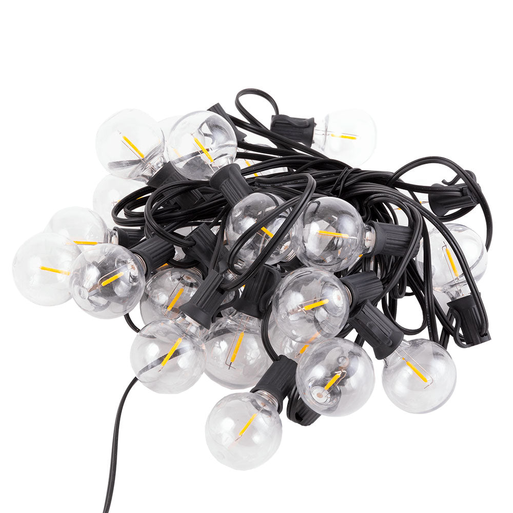 Corrente 25 Lâmpadas LED G40 2700ºK 9,5M Solar - Painel: 5,5V 1,2W Bateria: 3,7V 1200Mah [Ho-Cad-25-Sol-Ww]
