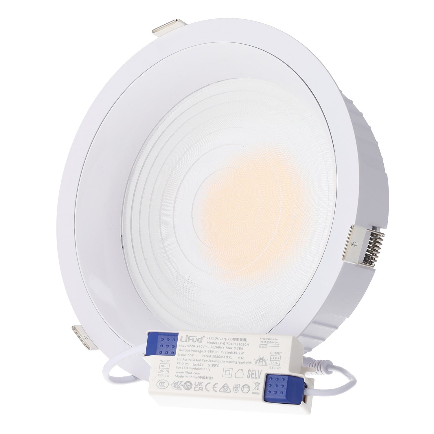Downlight LED 30W 4 CCT (tom de luz regulável) 140LM/W UGR17 Driver Lifud
