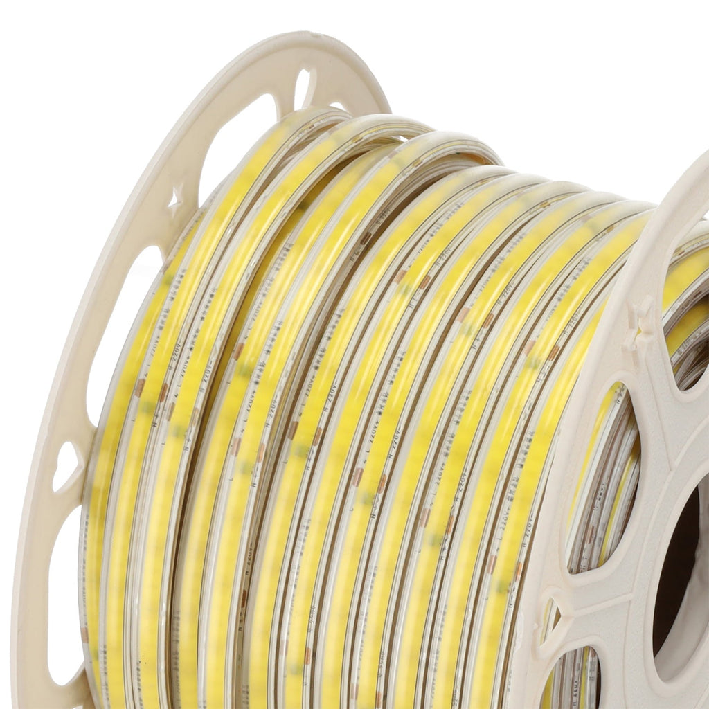 Fita LED COB Auto-retificada 220VAC 10W/m IP65 - 50 Metros Fita 3M Branco Natural 4000K