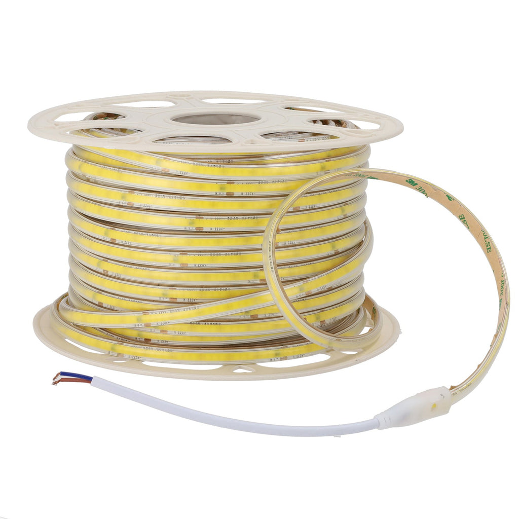 Fita LED COB Auto-retificada 220VAC 10W/m IP65 - 50 Metros Fita 3M Branco Natural 4000K