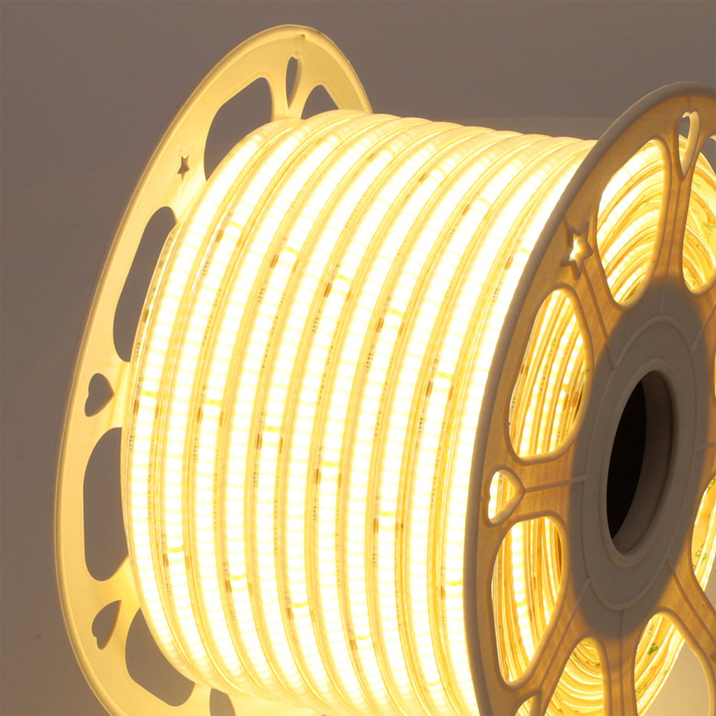Fita LED COB Auto-retificada 220VAC 10W/m IP65 - 50 Metros Fita 3M Branco Natural 4000K