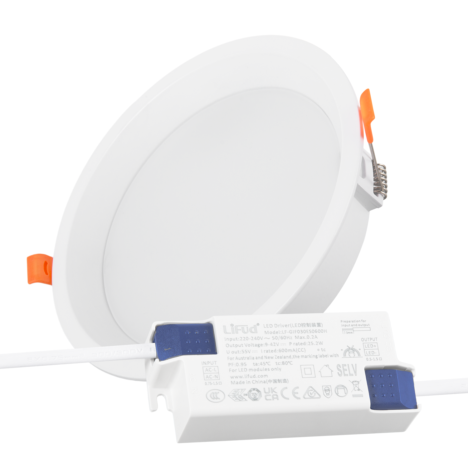 Downlight LED 24W 140Lm/W Driver LIFUD Flicker Free 6000ºK [HO-DL01-LI-24W-CW]