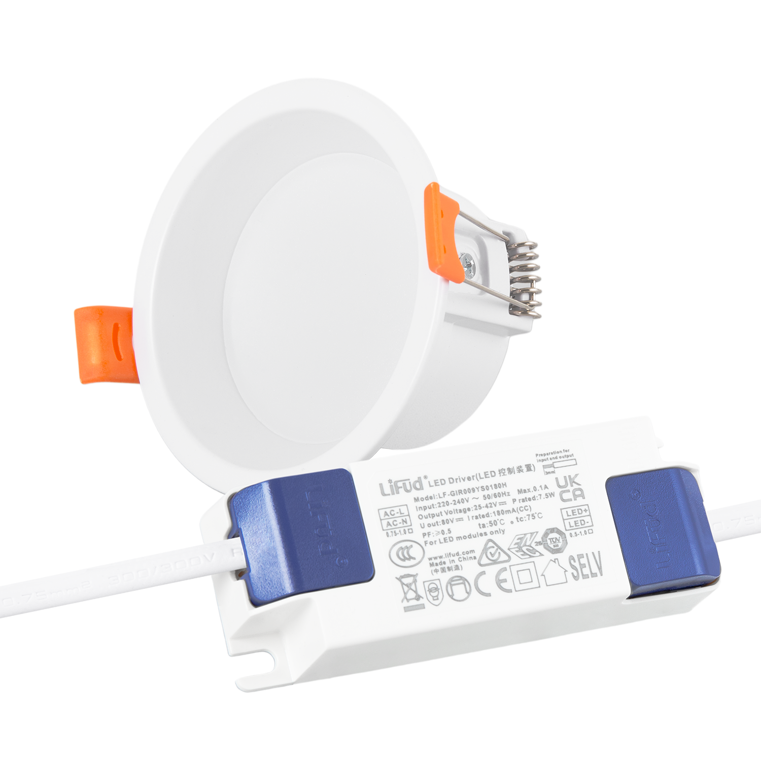 Downlight LED 7W 140Lm/W Driver LIFUD Flicker Free 6000ºK [HO-DL01-LI-7W-CW]