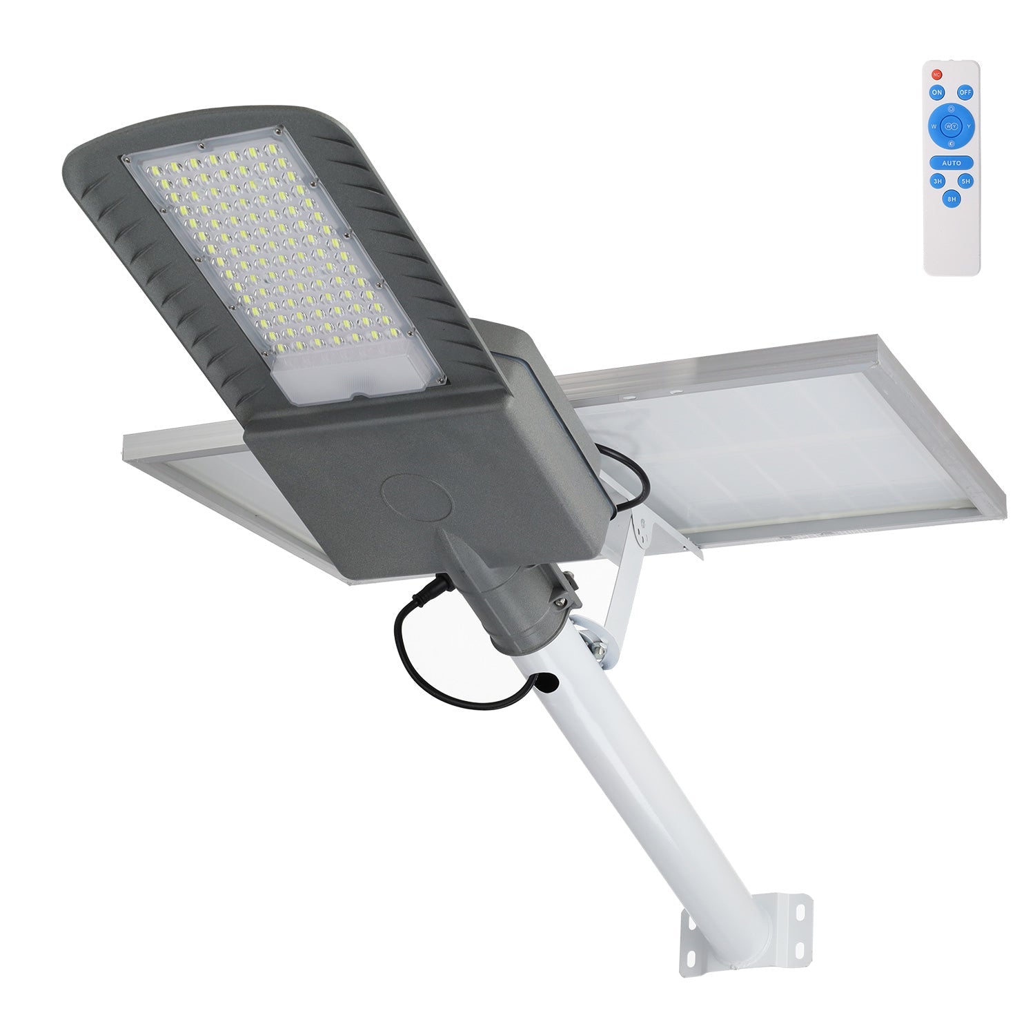 Solar LED Straßenleuchte 200W 5000K Panel 6V 30W Akku 28Ah Dämmerungssensor / Fernbedienung