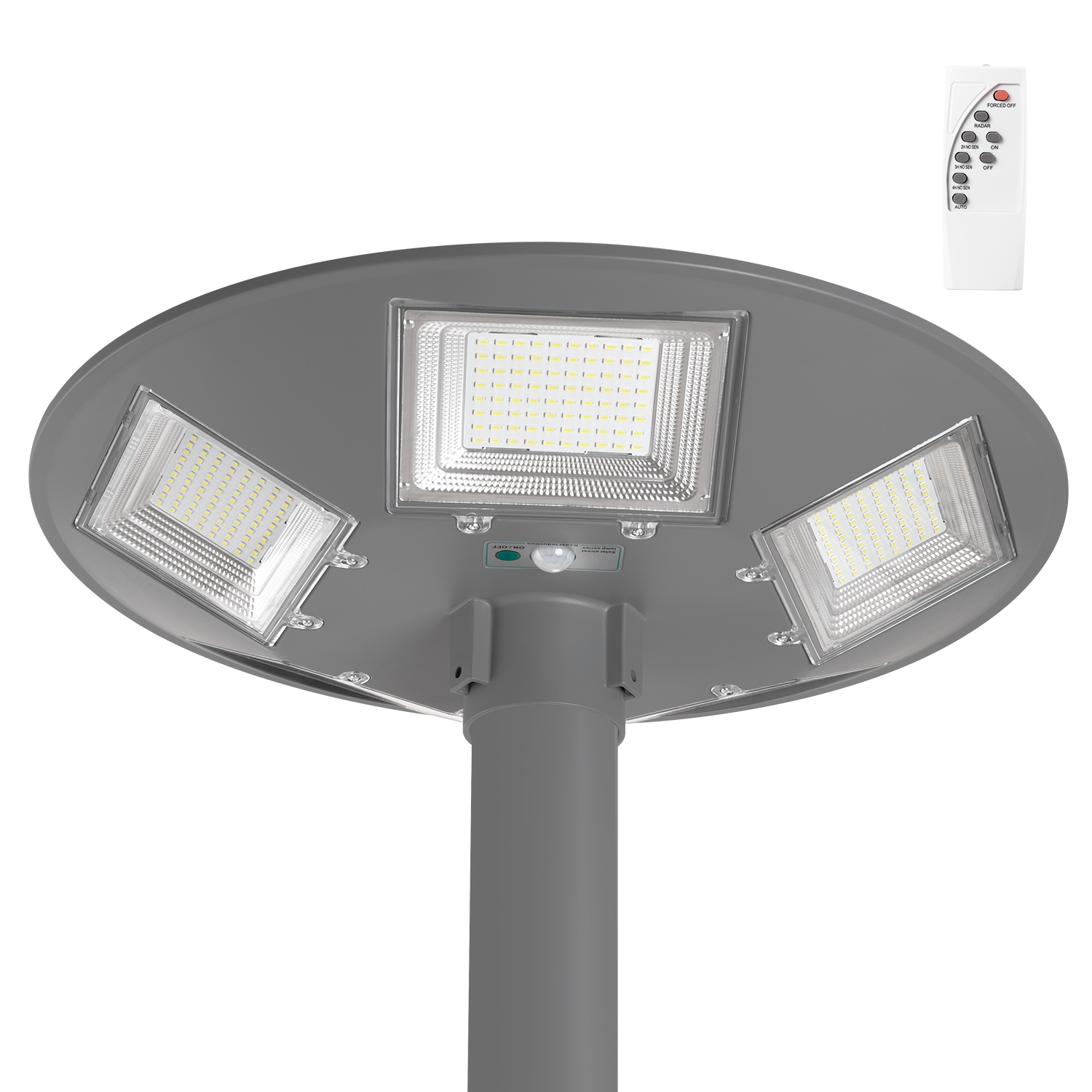 Luminária Solar LED 150W 15000Lm 6000ºK IP67 Painel: 6V 18W Bateria: 3,2V 15000MaH Cinza
