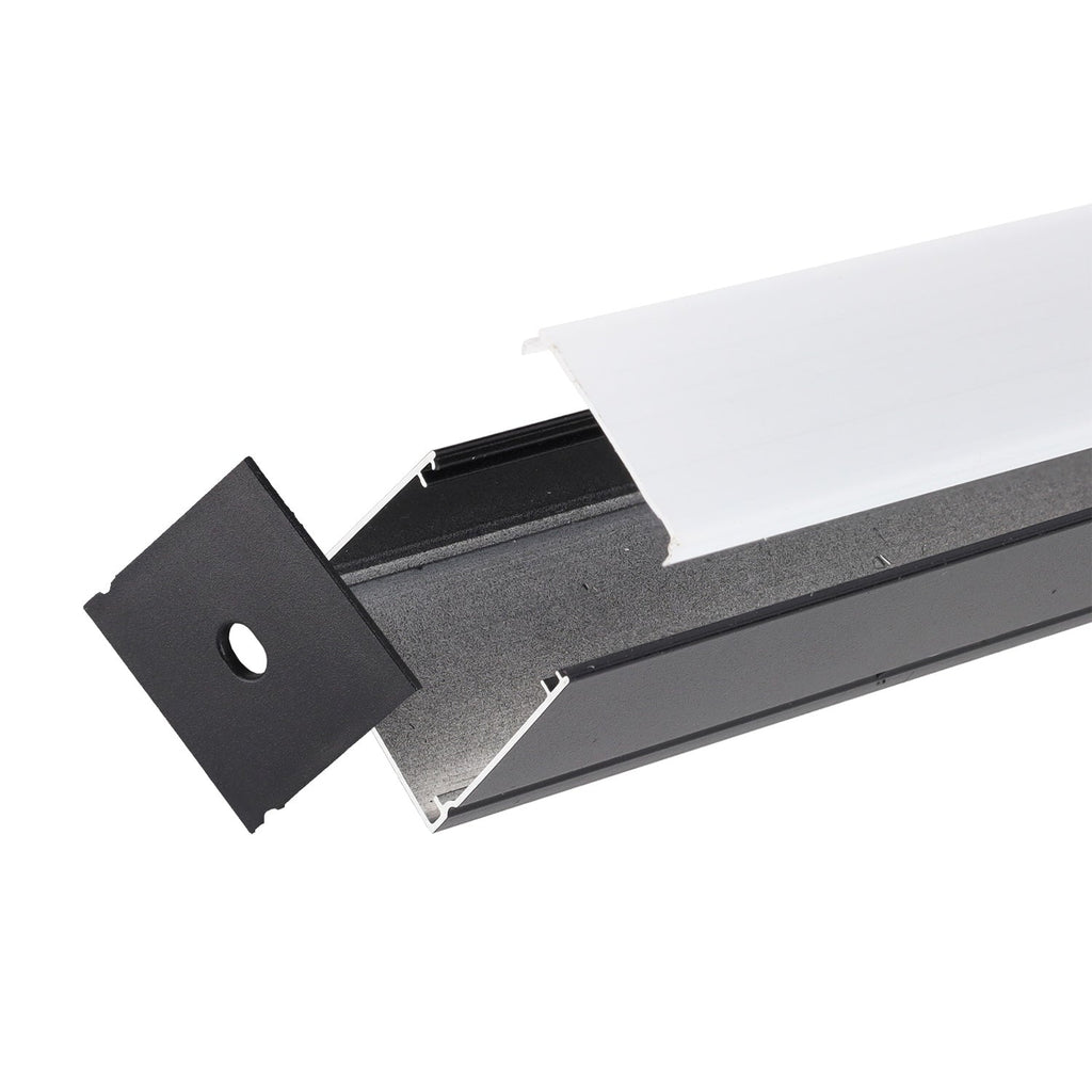 Perfil Para Fitas LED 2 metros -Difusor Opala Negra