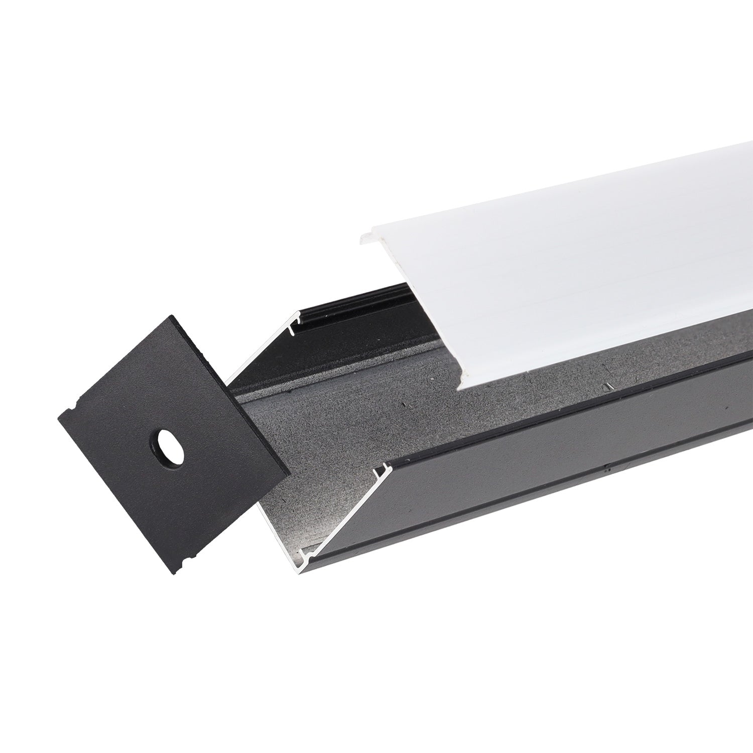 Perfil Para Fitas LED 2 metros -Difusor Opala Negra