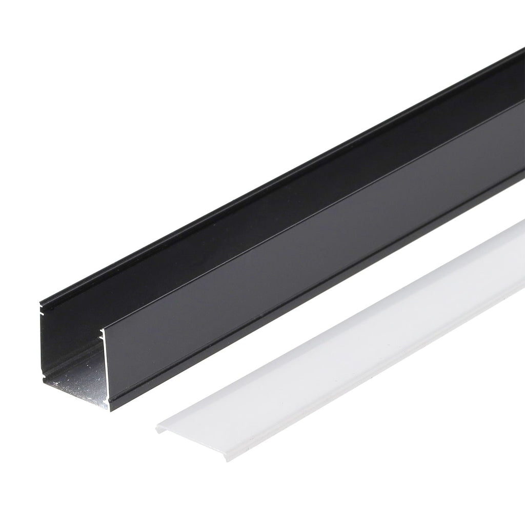 Perfil Para Fitas LED 2 metros -Difusor Opala Negra