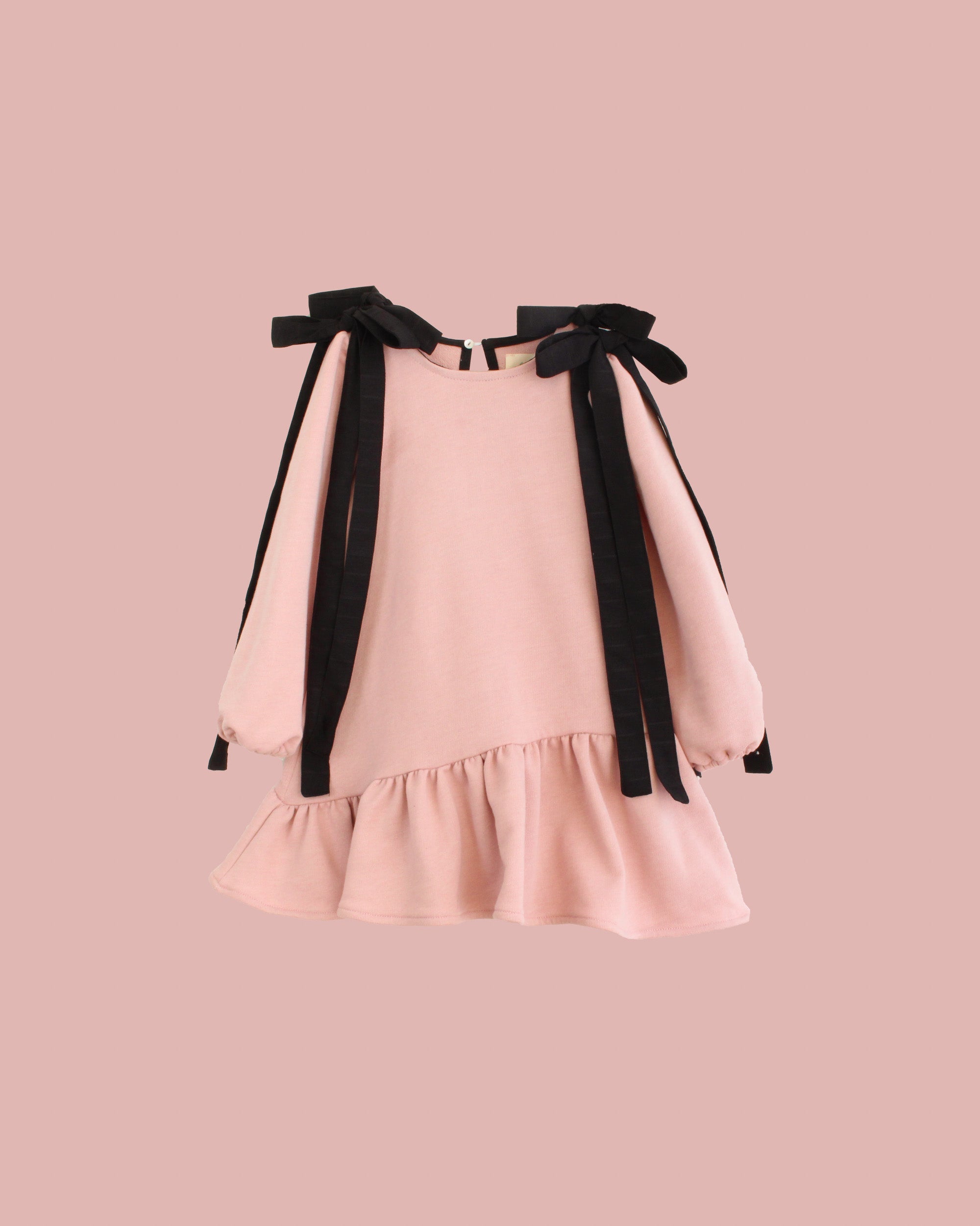 Vestido | Juliette rosa pastel lazos negro