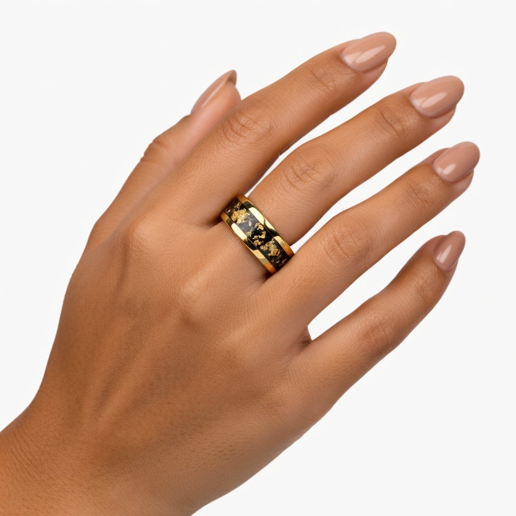 Sternförmiger goldener Ring aus Edelstahl