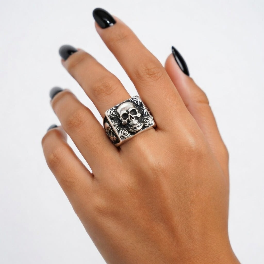 Anel Skull em Aço Inoxidável 316L
