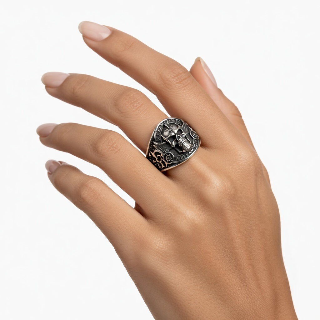 Anillo Calavera en Acero Inoxidable 316L