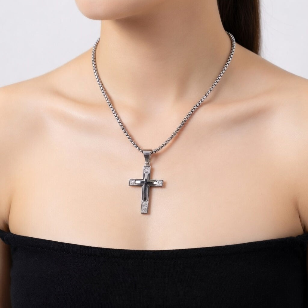 Collar Cruz de Acero Inoxidable