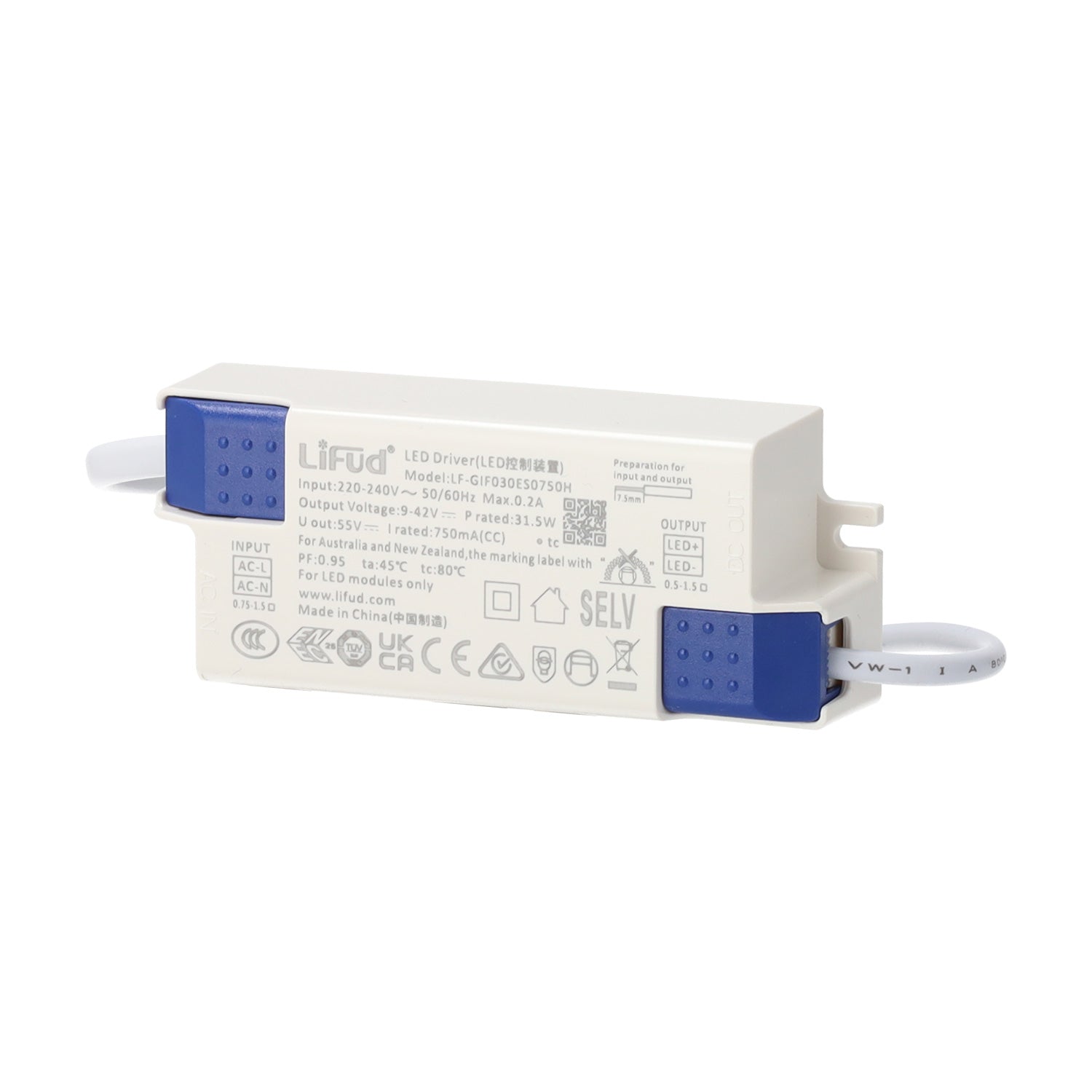 Luminária de encastrar LED 7W 90lm/W CRI>95 4000K Driver Lifud 50.000H Branco Natural