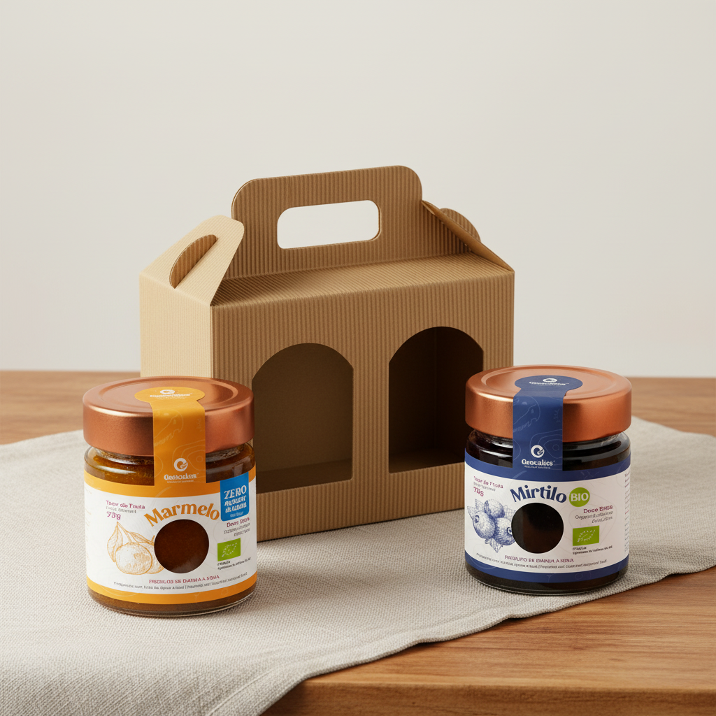 Caixa Ecológica em Cartão KRAFT para 2 Compotas