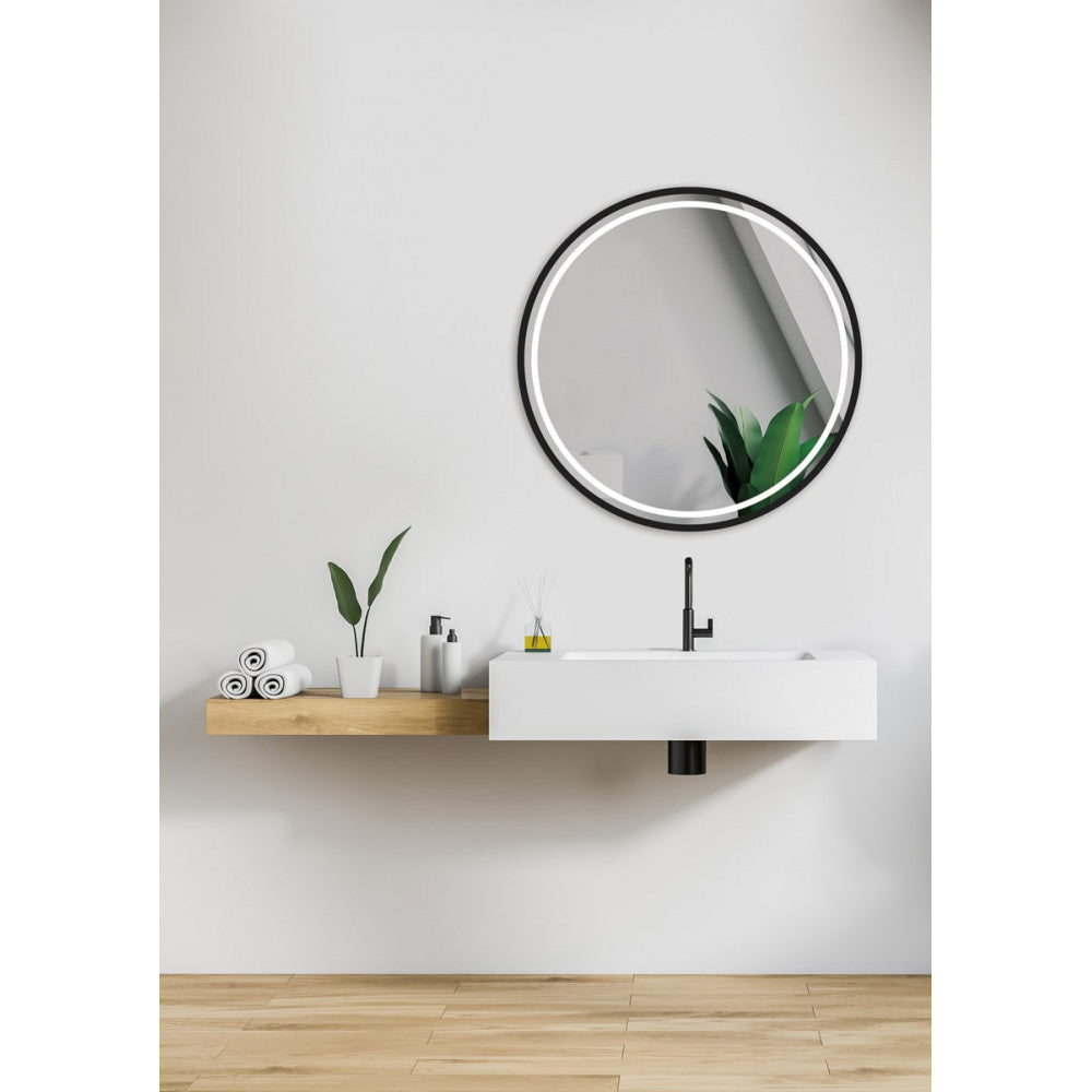 Espelho de Banheiro Iluminado "Alemanha" Ø90Cm Frio/Natural/Branco Quente Antiembaçante/Sensor On-Off Moldura Regulável [LIMEX-A