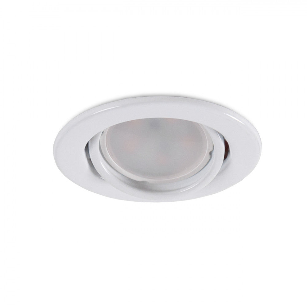 Anel Downlight Circular Inclinável "Vepa" Aço 90Mm - Branco