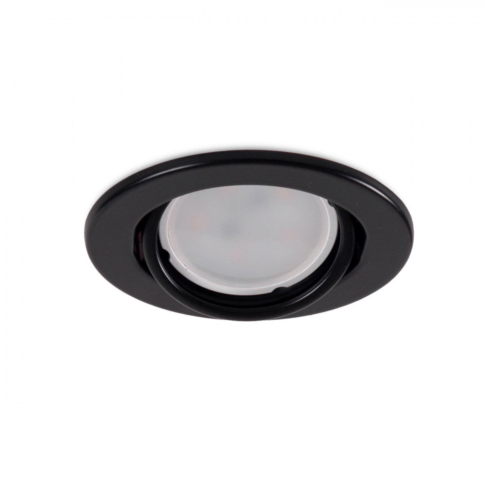 Anel Downlight Circular Inclinável "Vepa" Aço 90Mm - Preto