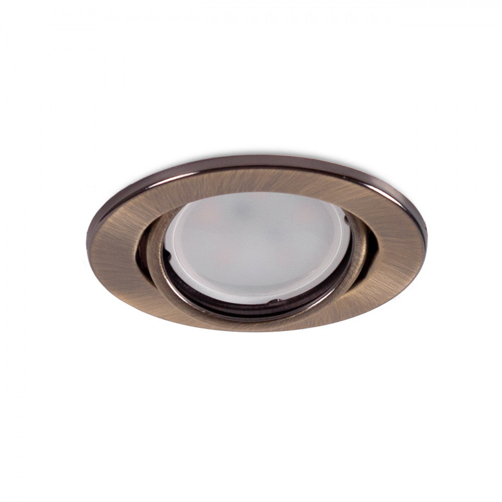 Anel Downlight Circular Inclinável "Vepa" Aço 90Mm - Latonado