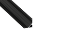 KIMERA-"ARRE" Perfil de alumínio anodizado preto com difusor opalino, tampas de extremidade e clipes de montagem 2,02 m