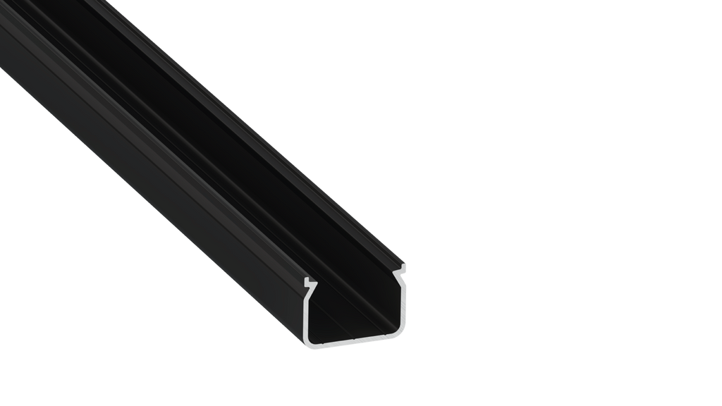 KIMERA-"HOM" Perfil de alumínio anodizado preto com difusor opalino, tampas de extremidade e clipes de montagem 2,02 m