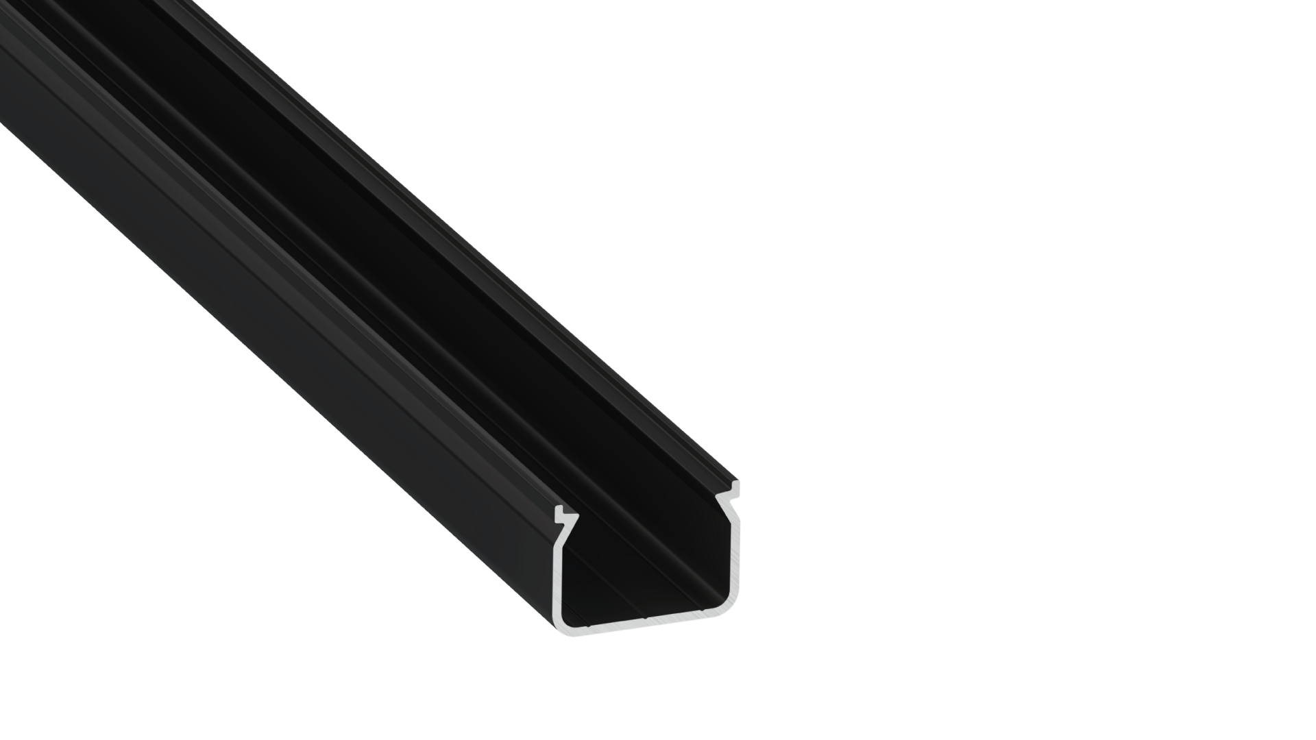 KIMERA-"HOM" Perfil de alumínio anodizado preto com difusor opalino, tampas de extremidade e clipes de montagem 2,02 m
