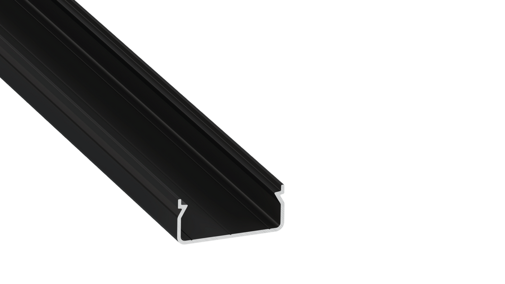 KIMERA-"EGEN" Perfil de Alumínio Anodizado Preto com Difusor Opalino, Tampões e Clips de Montagem 2,02M