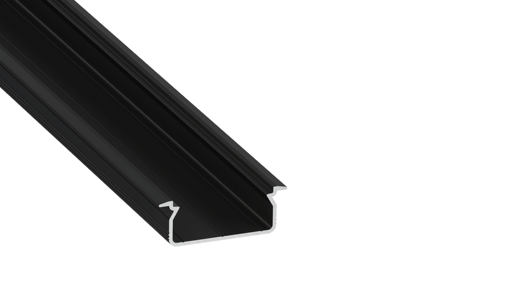 KIMERA-"TVED" Perfil de Alumínio Anodizado Preto com Difusor Opalino, Tampas de Extremidade e Clips de Montagem 2,02M