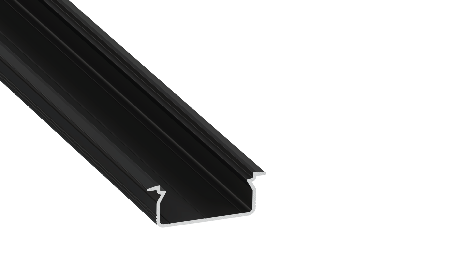 KIMERA-"TVED" Perfil de Alumínio Anodizado Preto com Difusor Opalino, Tampas de Extremidade e Clips de Montagem 2,02M