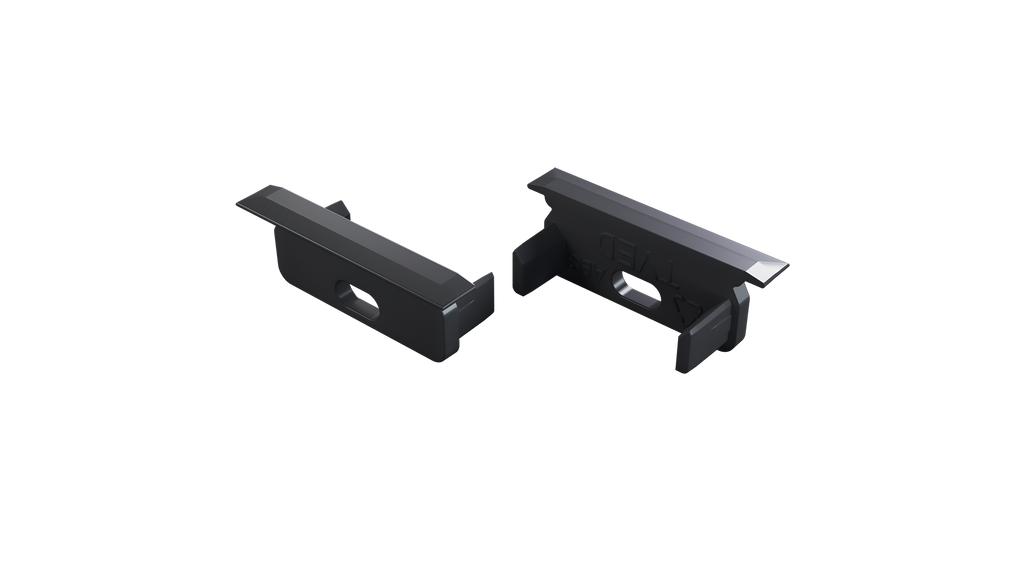 KIMERA-"TVED" Perfil de Alumínio Anodizado Preto com Difusor Opalino, Tampas de Extremidade e Clips de Montagem 2,02M