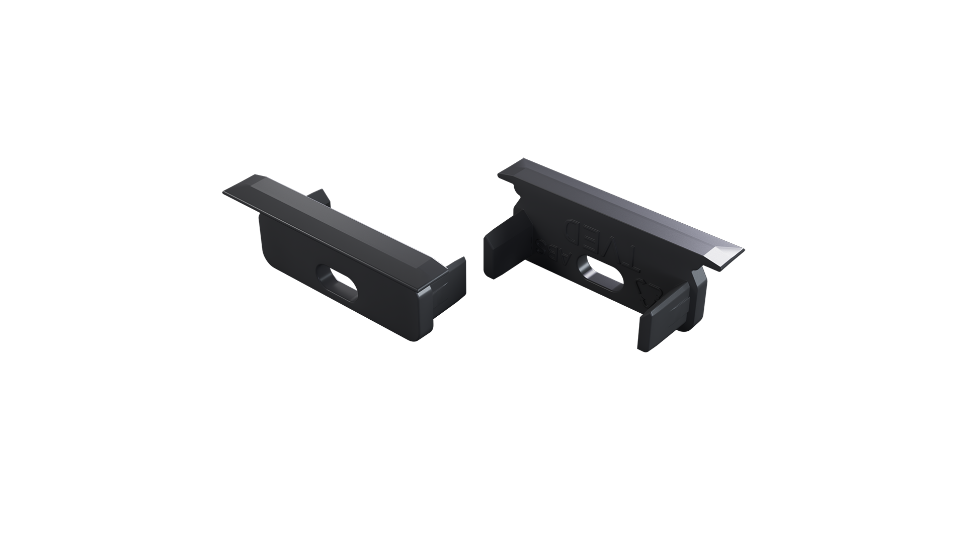 KIMERA-"TVED" Perfil de Alumínio Anodizado Preto com Difusor Opalino, Tampas de Extremidade e Clips de Montagem 2,02M