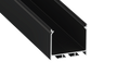 Perfil de alumínio anodizado preto KIMERA-"NORS" com difusor opalino, tampas de extremidade e clipes de montagem 2,02 m