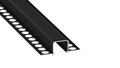 Perfil de alumínio anodizado preto KIMERA-"MOSSO" com difusor opalino, tampas de extremidade e clipes de montagem 2,02 m