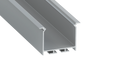 Perfil de aluminio anodizado plateado KIMERA-"HEDE" con difusor opalino, tapas de extremo y clips de montaje 2,02 m