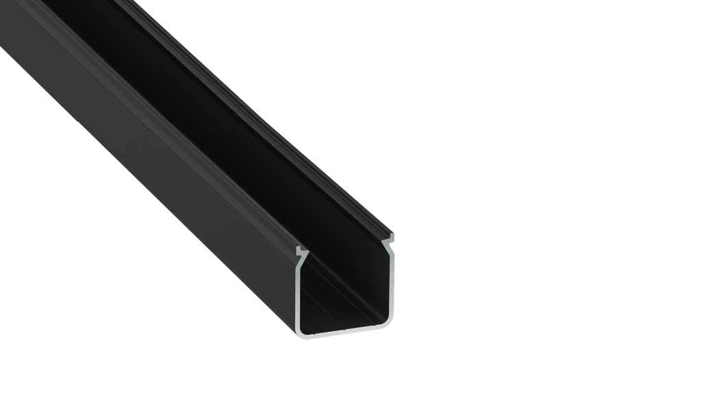 KIMERA-"HELSE" Perfil de aluminio anodizado negro con difusor opal, tapas finales y clips de montaje 2,02 m