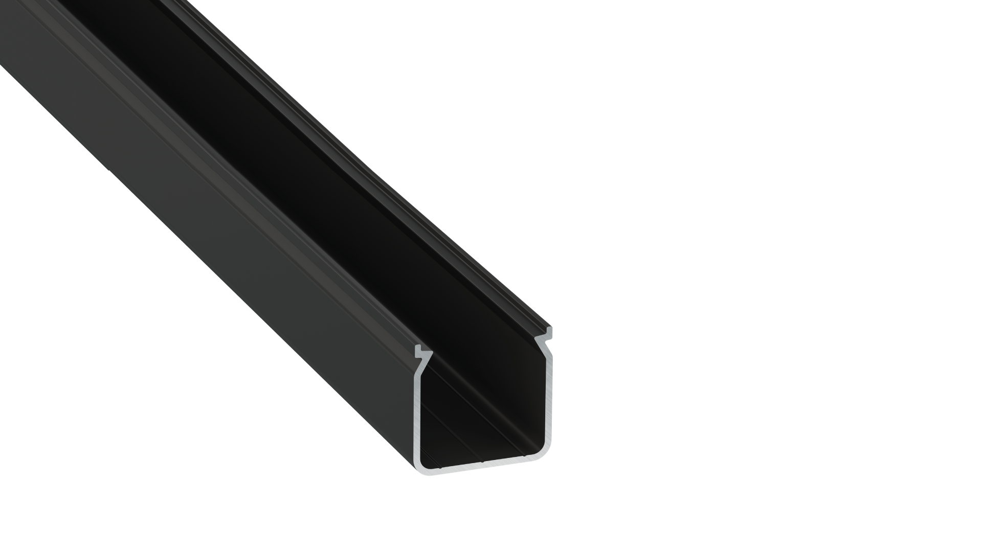 KIMERA-"HELSE" Perfil de aluminio anodizado negro con difusor opal, tapas finales y clips de montaje 2,02 m