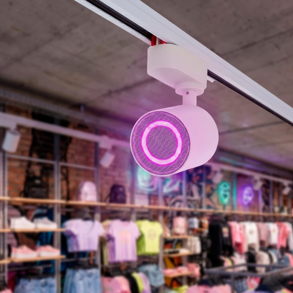 Altifalante Bluetooth monofásico de 20 W para calha de iluminação, branco