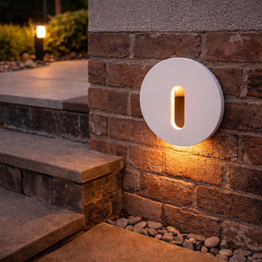 Luminária LED embutida para escada com frente magnética, 3 W, IP65, 3000 K - Branca