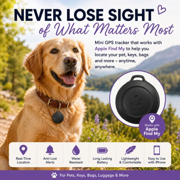 Mini GPS Pet Tracker for Apple Find My | Dog & Cat Collar Locator
