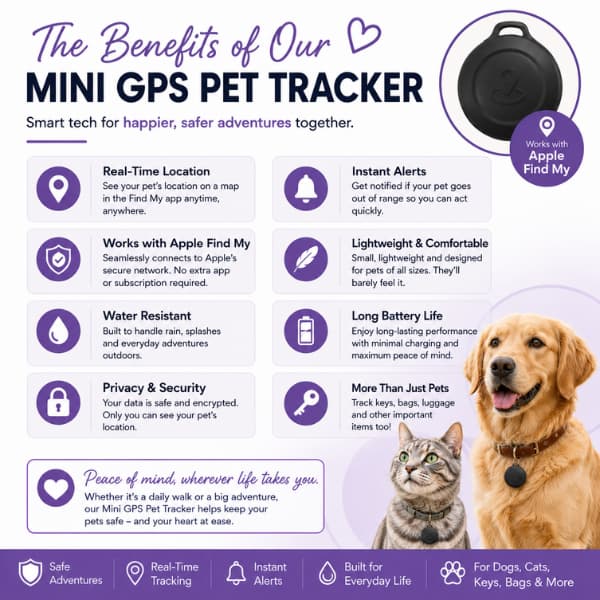 Mini GPS Pet Tracker for Apple Find My | Dog & Cat Collar Locator