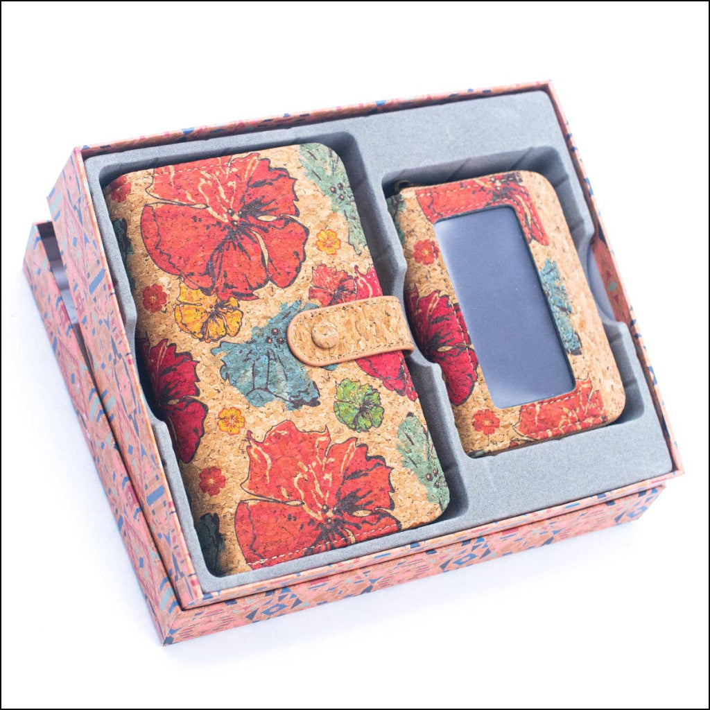 Natural Cork Material Gift Box Wallet for Women, 2-Piece Med HY-037