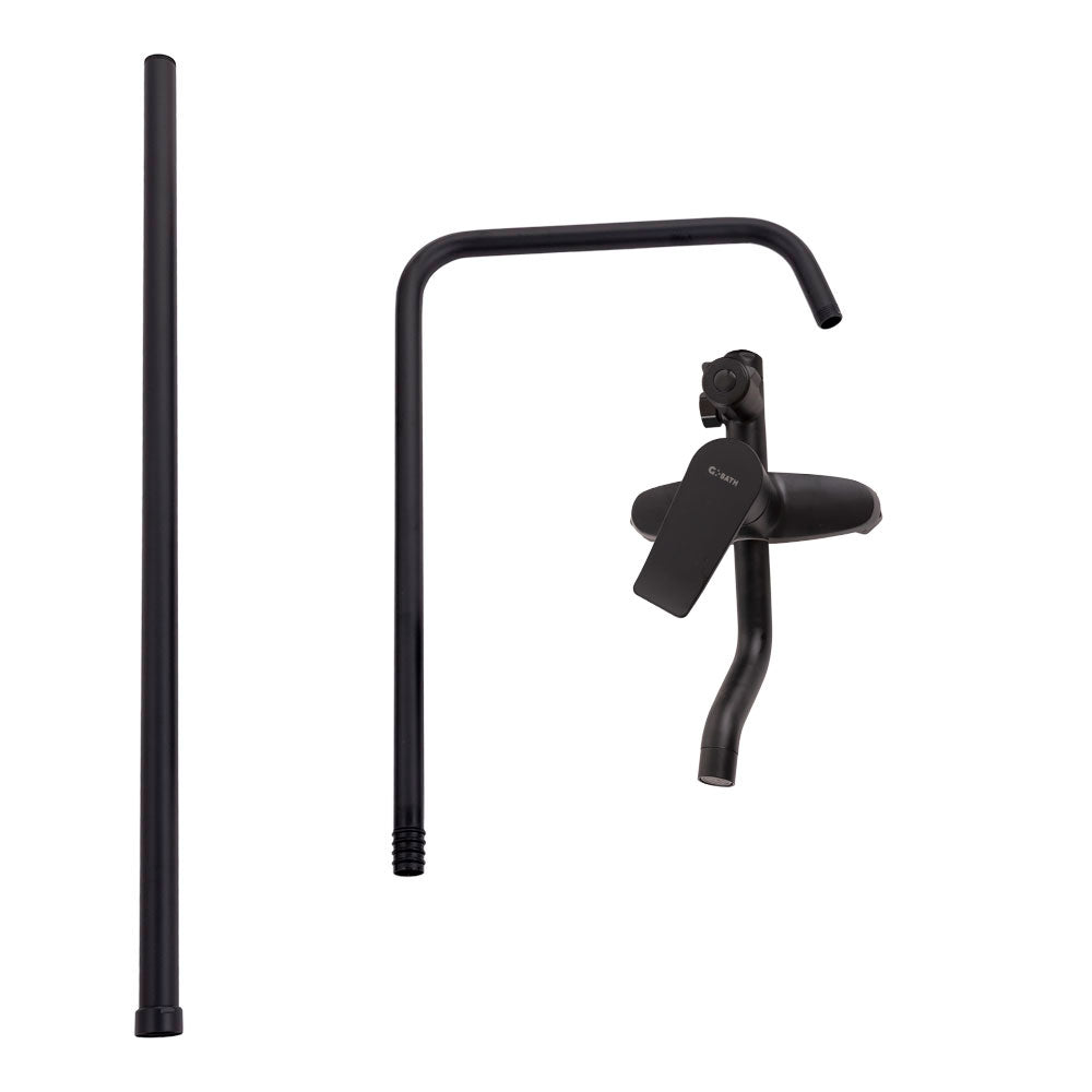Duschset Messing/Zink - Edelstahl - ABS, Schwarz, Warm-/Kaltwasser, Einhebelmischer [QLI-FA-3019]