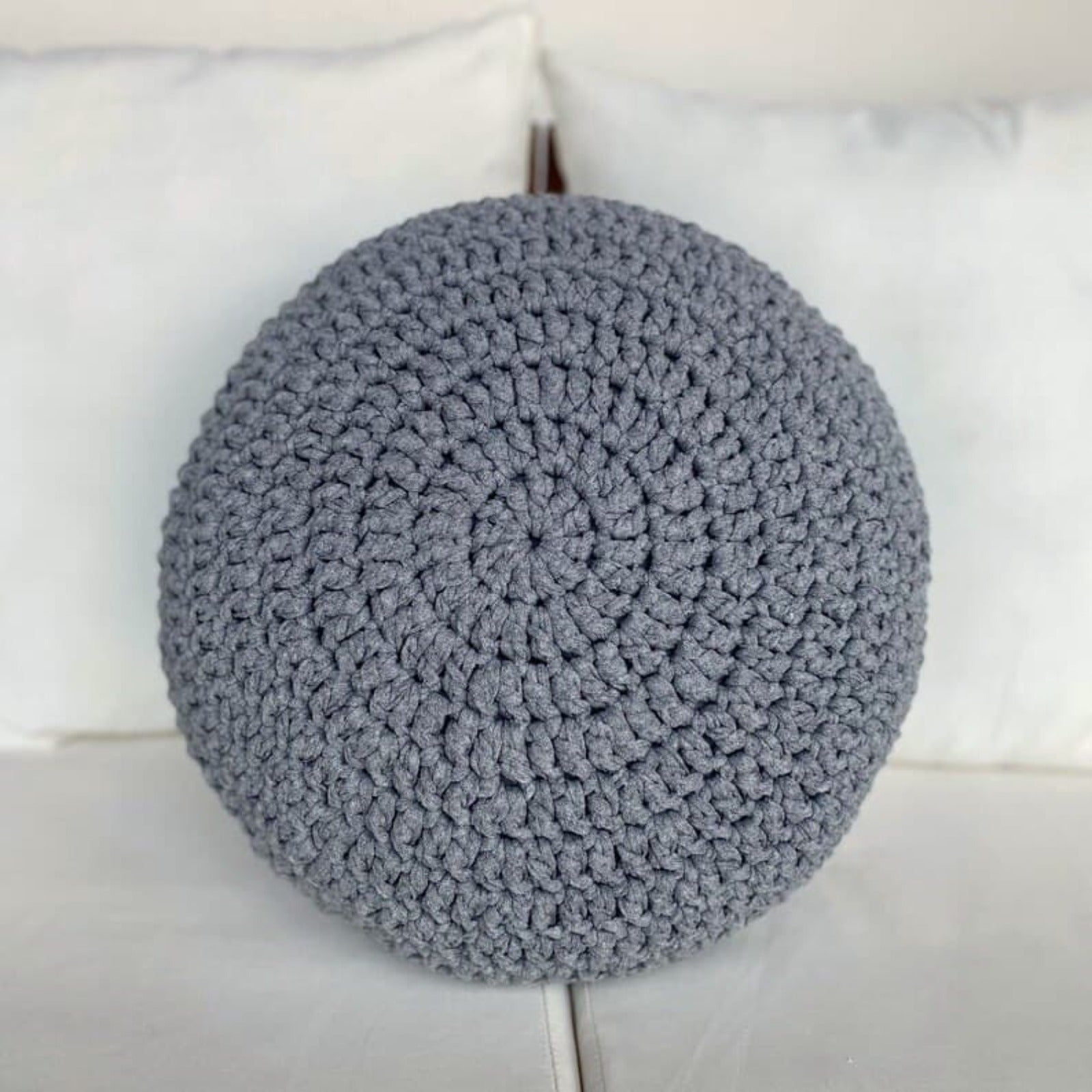 Funda de almohada de ganchillo redonda - Gris piedra