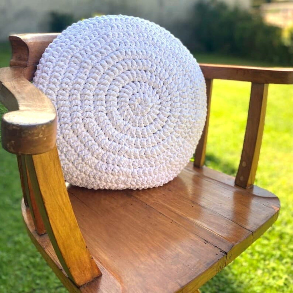 Round Crochet Pillowcase - Stone Gray