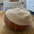 Round Ottoman Slipcovers, Beige Crochet Pouf Covers