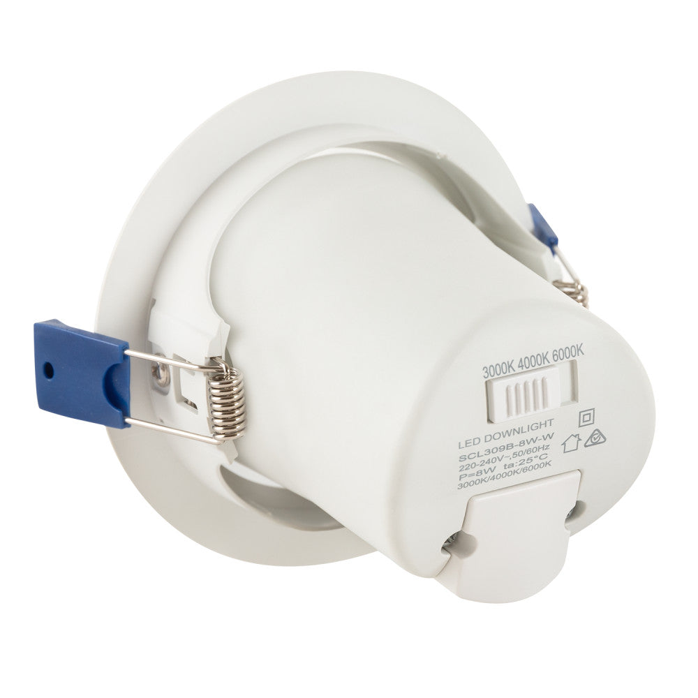 Downlight LED Ajustável Embutido 8W 750Lm CCT 3000-6500ºK (Tom de Luz Regulável) 60º IP20 [SE-SCL309B-8W-W-CCT]