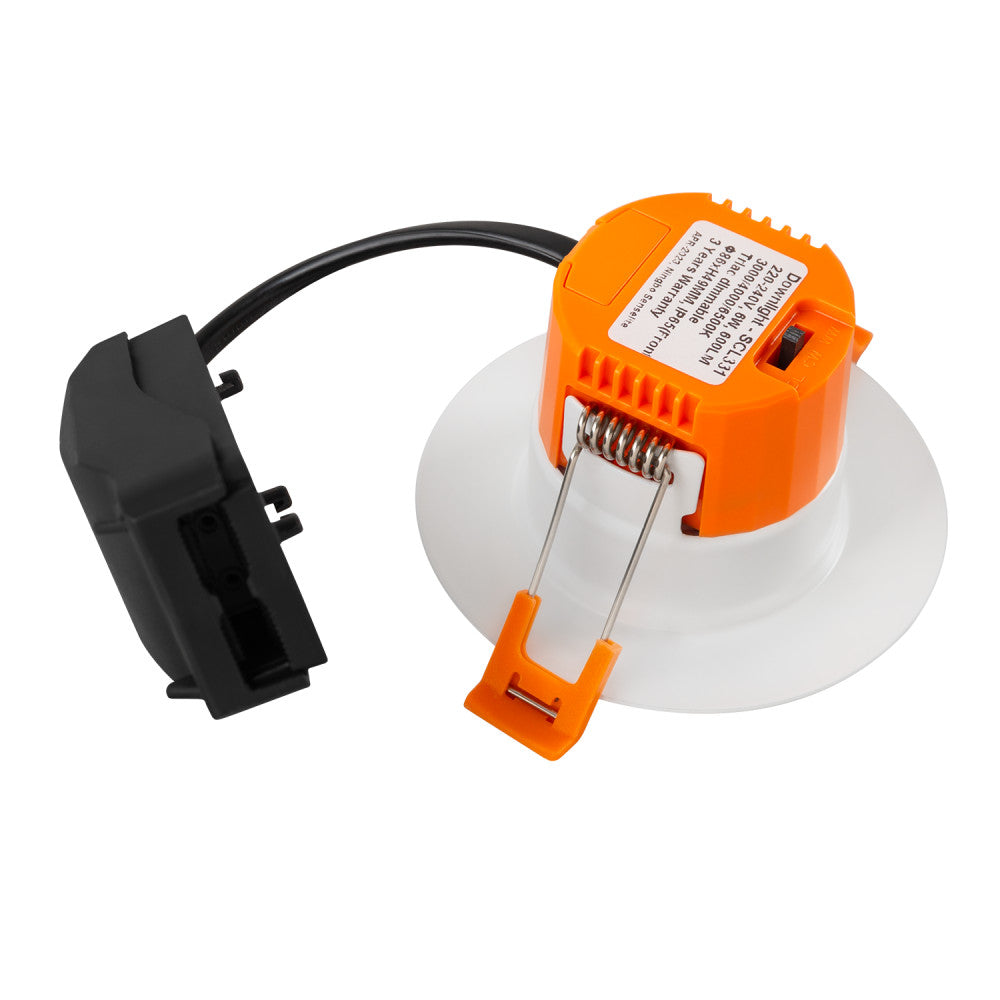 Downlight LED empotrable 6W 600Lm CCT 3000-6500ºK (tono de luz regulable) IP65 60º ignífugo [SE-SCL331-6W-CCT]
