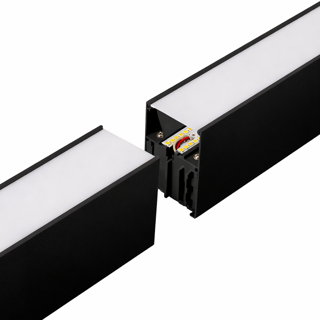 Luminária linear LED conectável de 45 W, 4.500 lm, 180 cm, CCT (temperatura de cor regulável), driver Lifud, de superfície/suspe