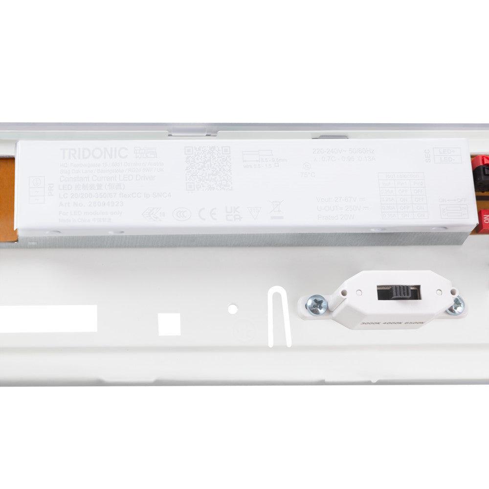 Dispositivo LED Impermeável de 20 W, 2400 Lm, IP65, CCT (Tom de Luz Regulável) 3000-6500ºK, 110º, Regulável, Tridónico, Sem Cint